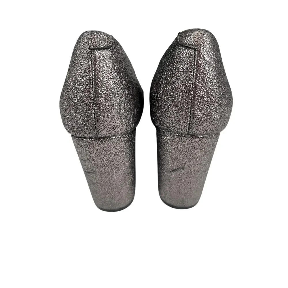 Kenneth Cole Reaction Loafers Women's Metallic Gray Block‎ Heel Size 8
